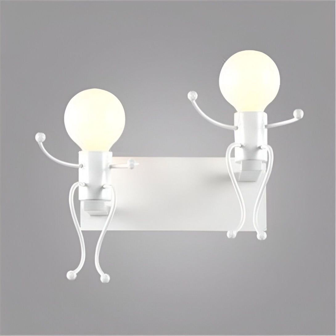 Applique murale design bonhommes LED blanc, corps articulés en métal, ampoules rondes lumineuses,47205107466499,47205107499267,47205107532035,47205107564803,47205107597571,47205107630339