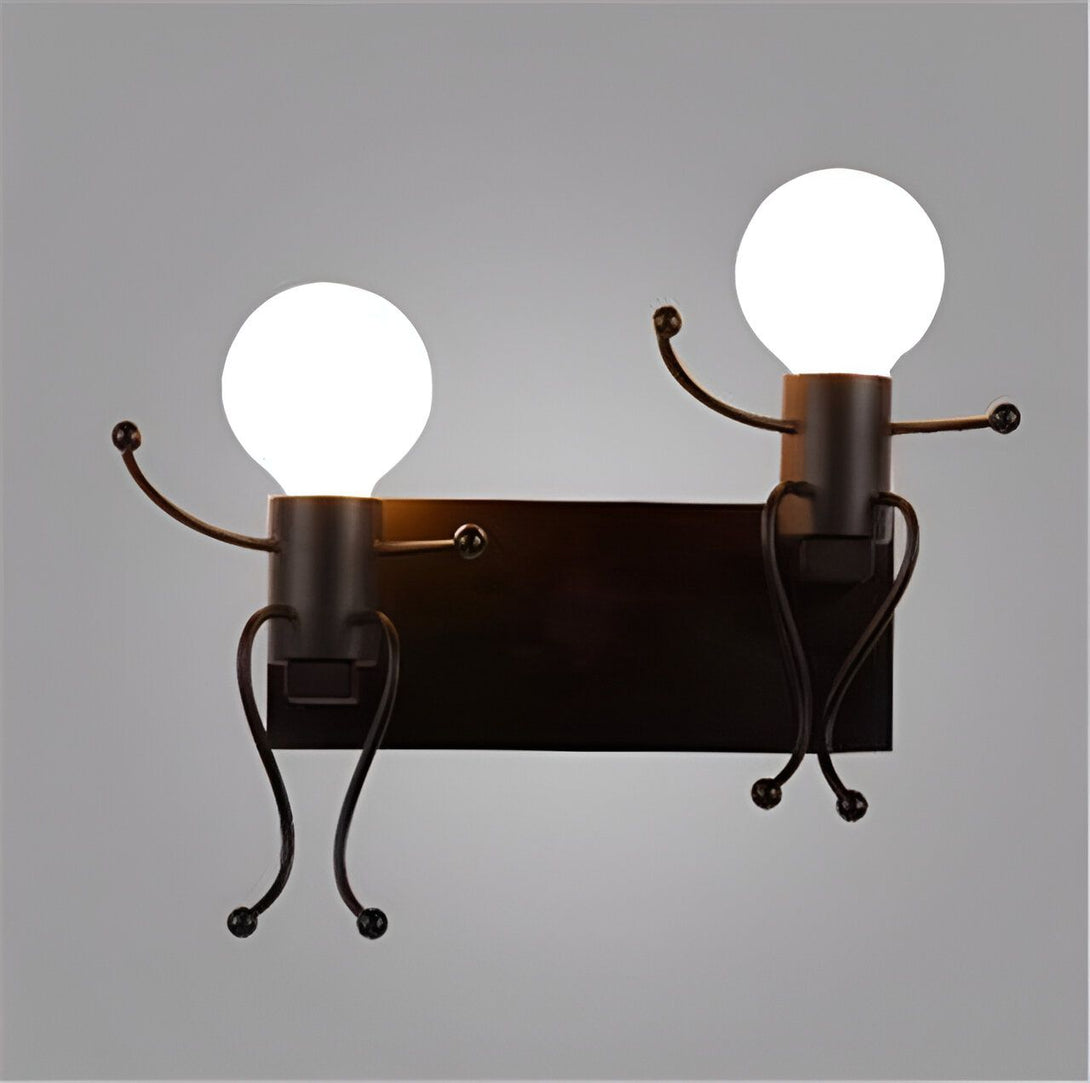 Applique murale design bonhommes noirs métal avec ampoules LED rondes blanches,47205107466499,47205107499267,47205107532035,47205107564803,47205107597571,47205107630339