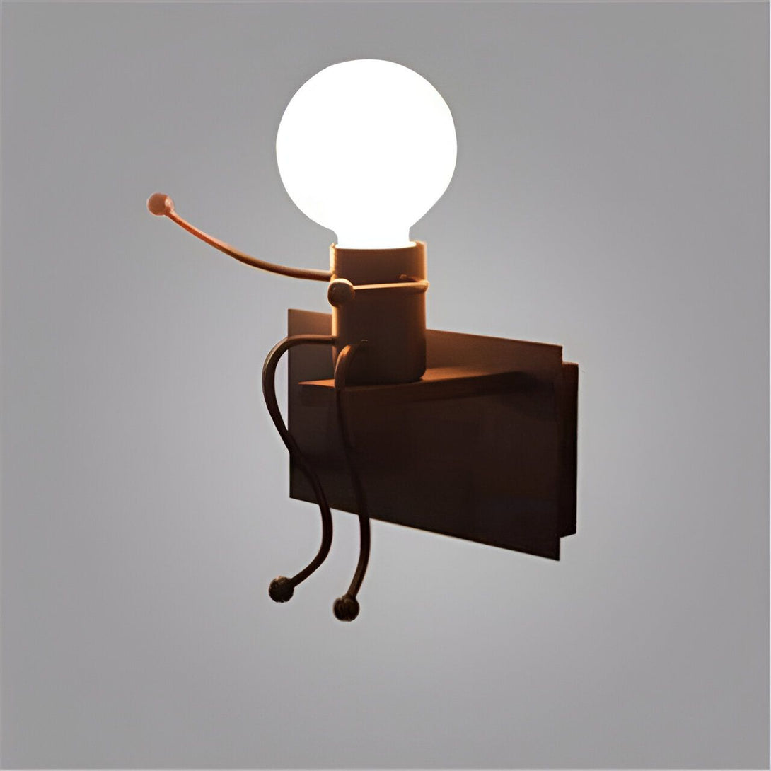 Applique design bonhomme LED métal noir, avec ampoule ronde éclairée,47205107466499,47205107499267,47205107532035,47205107564803,47205107597571,47205107630339