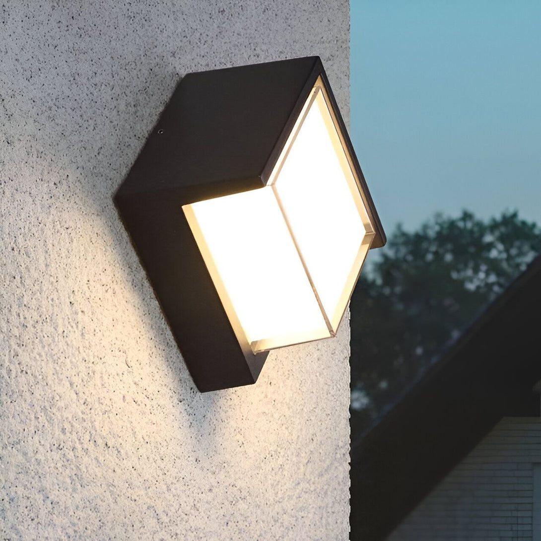 Applique extérieure LED noire moderne 6W, design géométrique pour éclairage de porche et façade contemporaine,47205106647299,47205106680067,47205106712835,47205106745603,47205106778371,47205106811139,47205106843907,47205106876675