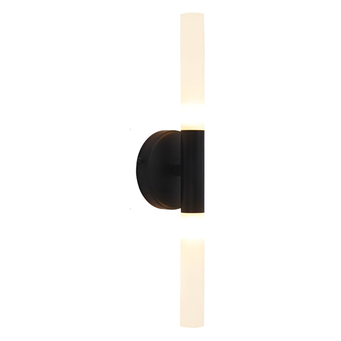 Une applique murale noire avec deux tubes en verre blanc. MI-9711354888,MI-0752307630,MI-7726950064,MI-8950282194,