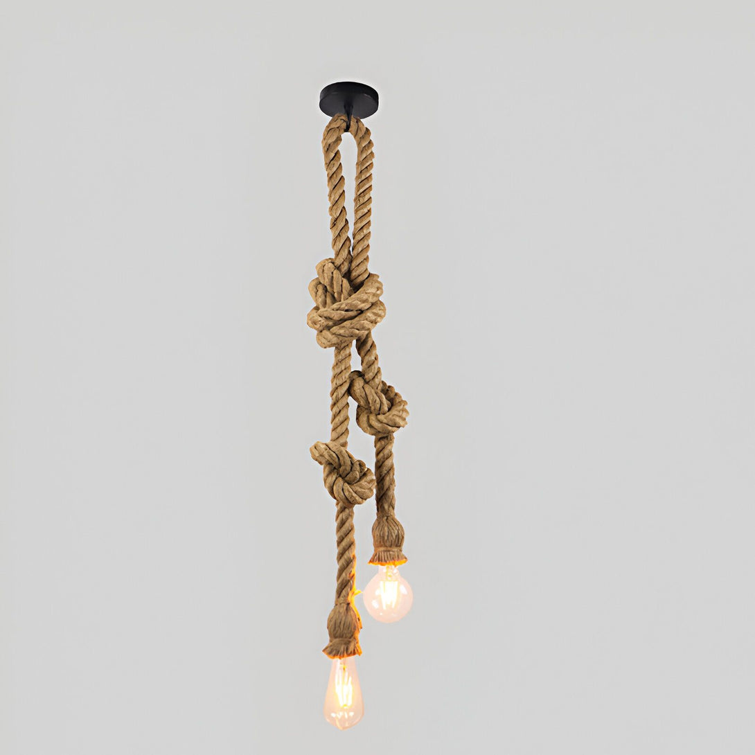 Une image d'une suspension en corde avec deux ampoules. La corde est nouée de manière à former un nœud. NA-9819502691,NA-0468047999,NA-2808968329,NA-4211272047,NA-1246775506,NA-9736420531,NA-504989431X,NA-9985201795,NA-3210215855,NA-9216811234,NA-7712544344,NA-4497467171,NA-0771156855,NA-921138169X,NA-5711653431,NA-7153575618,NA-5734760625,NA-1051907969,NA-1844202704,NA-5681630056,