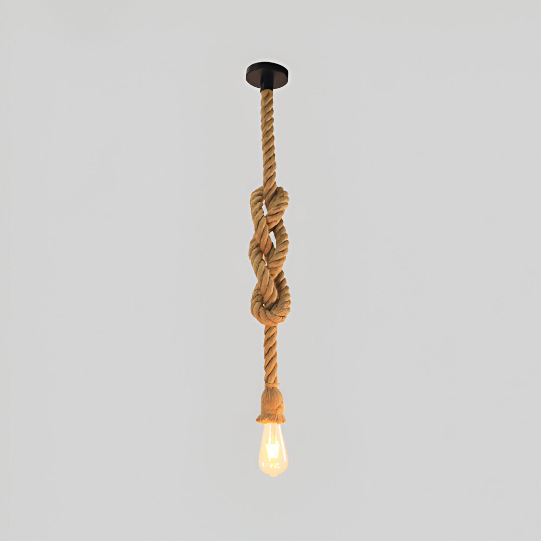 Une image d'une suspension en corde avec un nœud. La suspension est de couleur marron et l'ampoule est de couleur jaune. NA-9819502691,NA-0468047999,NA-2808968329,NA-4211272047,NA-1246775506,NA-9736420531,NA-504989431X,NA-9985201795,NA-3210215855,NA-9216811234,NA-7712544344,NA-4497467171,NA-0771156855,NA-921138169X,NA-5711653431,NA-7153575618,NA-5734760625,NA-1051907969,NA-1844202704,NA-5681630056,