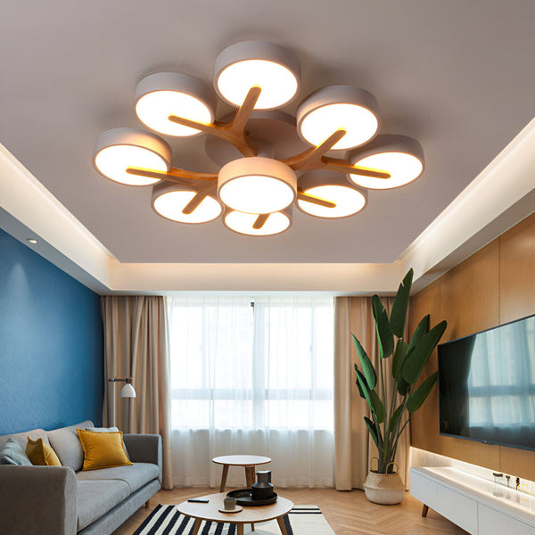 Un plafonnier LED en bois avec 9 lumières en forme de pétales. Il est parfait pour un salon, une salle à manger ou une chambre à coucher. PL-2355612153,PL-5660108733,PL-3743409283,PL-6047112455,PL-2411414536,PL-2840750430,