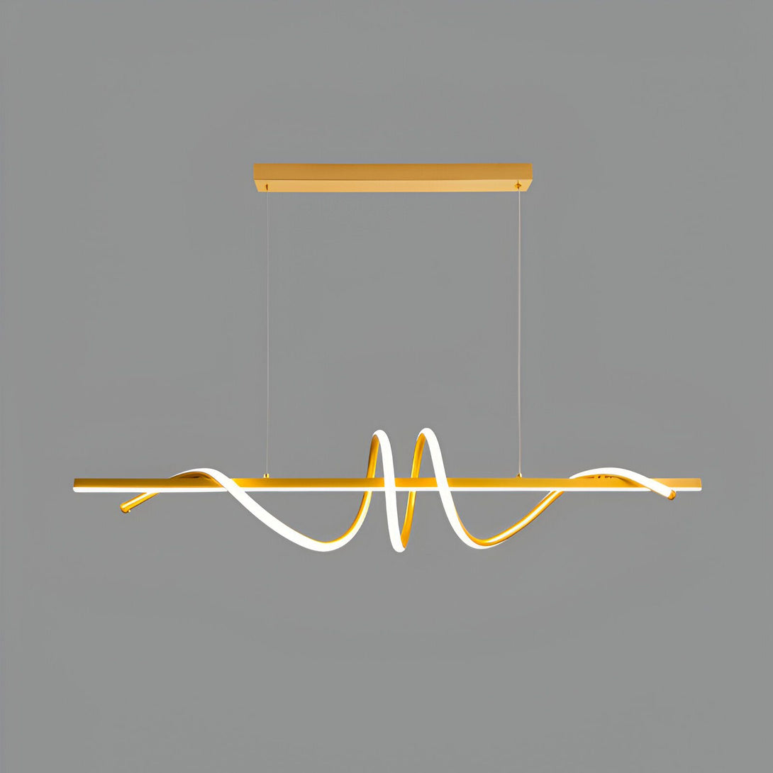 Une image d'un luminaire suspendu doré avec une forme ondulée. AP-0901762881,AP-1618834142,AP-6514443605,AP-6761334101,AP-9463756450,AP-5113292834,AP-6872155620,AP-1633037843,