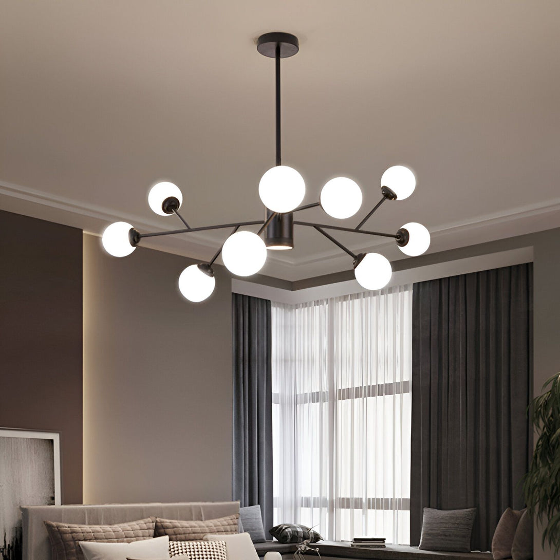 Lustre Luminaire - Ce lustre moderne à 10 lumières est parfait pour ajouter une touche de sophistication à votre intérieur. Il est doté d'un cadre en métal noir et de globes en verre opale qui diffusent une lumière douce et chaude. Ce lustre est idéal pour les salles à manger, les salons et les chambres à coucher. TY-9045481871,TY-2233872371,TY-8844527863,TY-237009723X,TY-1737070197,TY-7614359798,TY-1375557467,TY-8790248058,