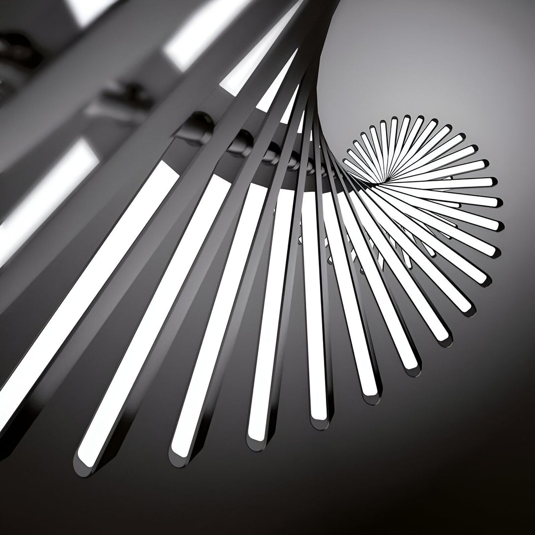 Une image en noir et blanc d'un luminaire design en forme de spirale. NI-638404028X,NI-3392886920,NI-3594454118,NI-2267460866,
