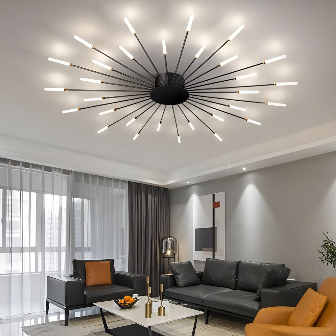 Le plafonnier en acier trempé et aluminium est un luminaire design et élégant qui trouvera sa place dans votre salon, salle à manger ou chambre à coucher. Il est composé d'un disque central en acier trempé noir et de tiges en aluminium qui diffusent la lumière de manière uniforme. Ce plafonnier est disponible en plusieurs tailles et finitions pour s'adapter à tous les styles d'intérieur. TE-4748594233,TE-7339158529,