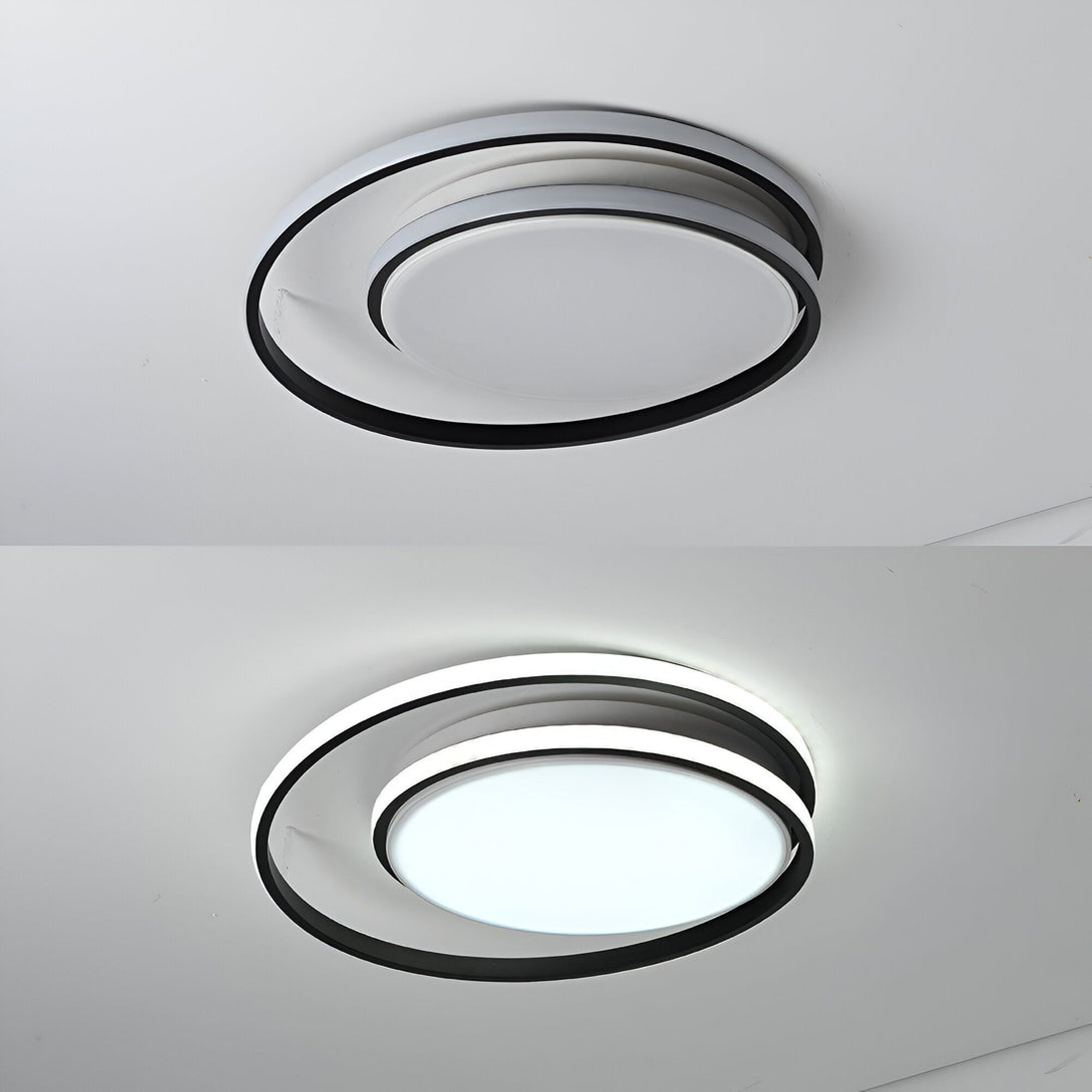 Deux plafonniers LED ronds, l'un avec un cadre noir et l'autre avec un cadre blanc. AN-5533071989,AN-6442358399,AN-1091116326,