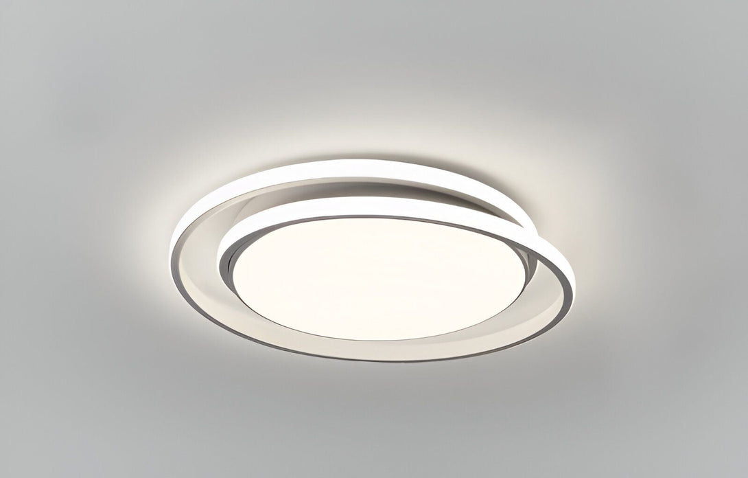Un plafonnier LED rond et blanc avec un design moderne. AN-5533071989,AN-6442358399,AN-1091116326,