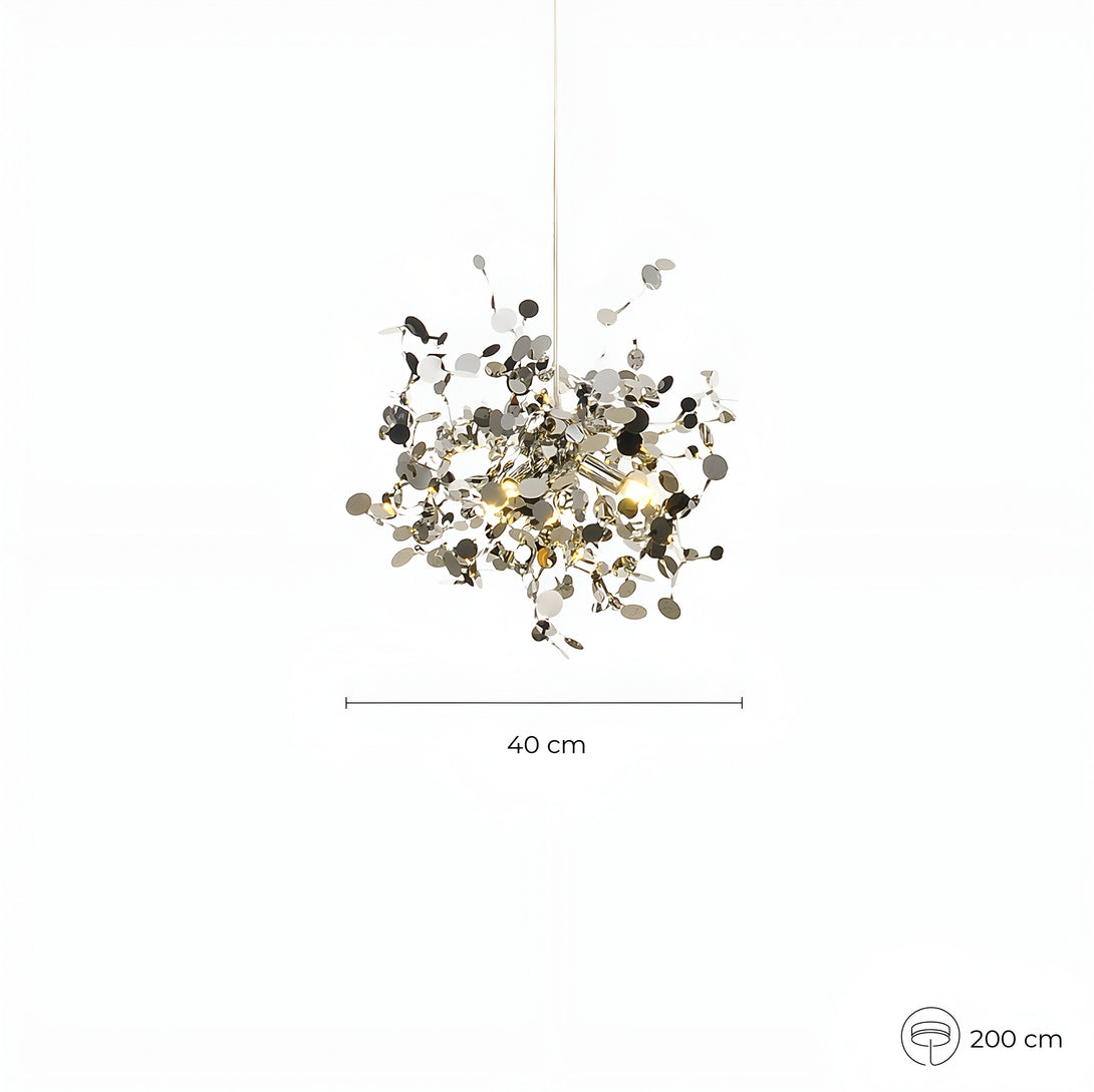Suspension luminaire en acier avec 4 ampoules de 40W chacune. La suspension mesure 200 cm de haut et 40 cm de diamètre. SA-8998942399,