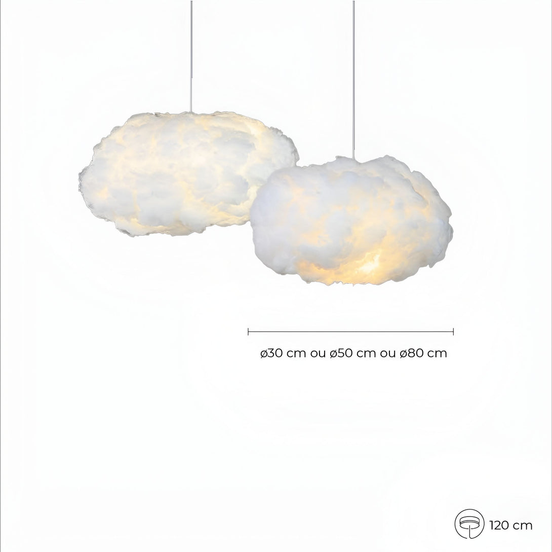 Deux suspensions nuages en coton blanc de 30, 50 ou 80 cm de diamètre. CL-0076737969,CL-3719537056,CL-8704886801,